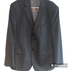 Perry Ellis Portfolio Modern Fit Charcoal Grey Pinstripe Blazer 46R